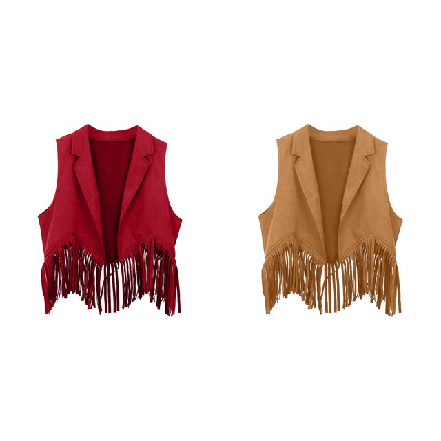 (2-Pack) Rinsvye Kids Western Style Fringe Vest Party Outfit Performance Cowboy Look Summer Festival Must Have Trendy Design Comfortable Fit Unisex Wear And Girls