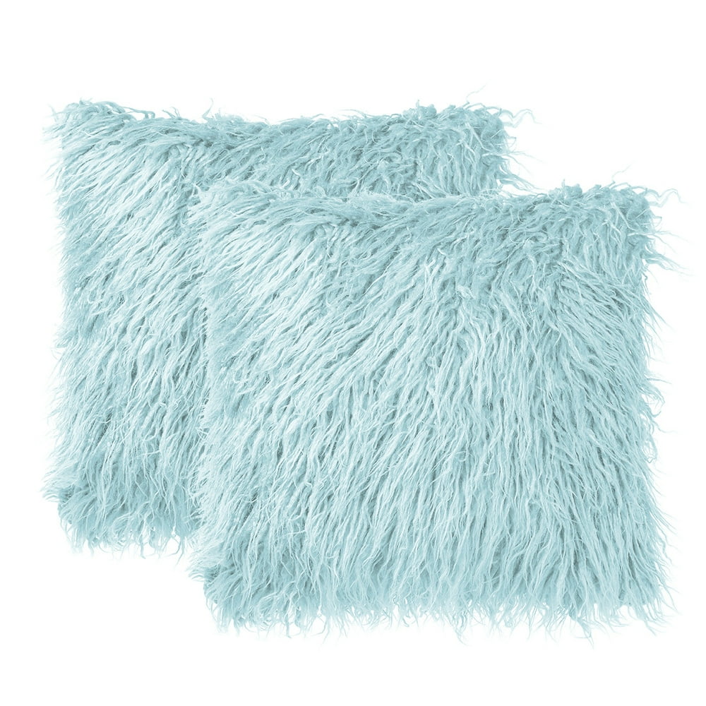 Unique Bargains 2Pack Shaggy Decorative Throw Pillow Cases 18" x 18