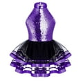 thumbnail image 2 of inhzoy Kids Girls Sequins Sleeveless Tutu Dress Ballet Dance Leotard Stage Performance Costumes 4-16 Purple 16, 2 of 6