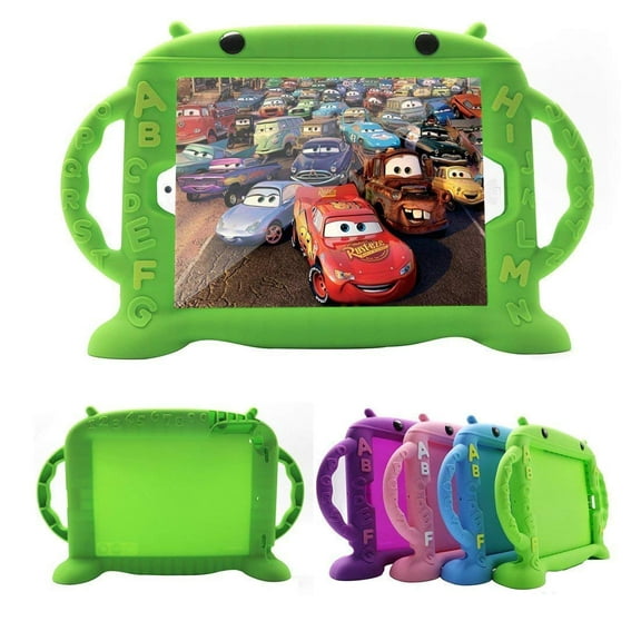 Golden Sheeps Kid Case Compatible for New iPad 2017 2018 9.7 inch Case/iPad Pro/iPad Air 1 2 Lovely Cartoon Shockproof Silicone Protective Convertible Handle Stand [BPA Free]-Green