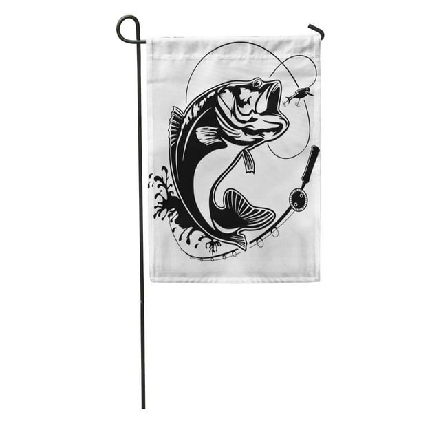 JSDART Walleye Fishing Bass Fish Club Emblem White Jump Black Lure Garden  Flag Decorative Flag House Banner 28x40 inch