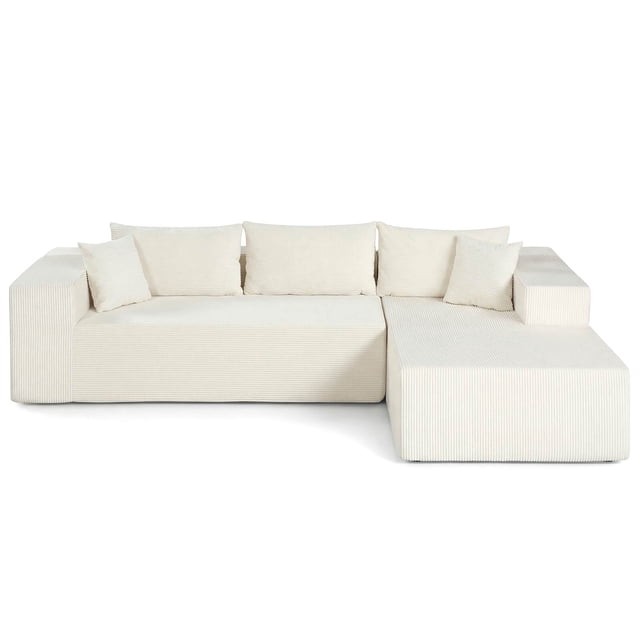 Costway 110.5" Modular Sectional Sofa with Deep Seats & Comfy Backrests, Comfy Armrests Beige