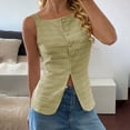 thumbnail image 5 of DHFJKG Tank Tops For Women Square Neck Summer Sleeveless Cami Shirts Button Front Solid Color Textured Basic Tee Going Out Versatile Tops, 5 of 8
