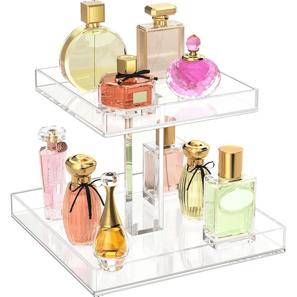 2-Tier Perfume Organizer for Dresser and Countertop, Sturdy Acrylic Bathroom Organizer Countertop Cosmetic Storage