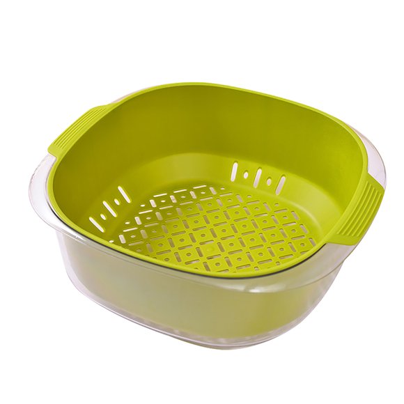 Rbaofujie Rangement de Jouets Panier de Drainage de Légumes et Fruits à Double Couche pour Animaux de Compagnie Table Basse de Salon Panier de Lavage de Légumes à Double Oreille Poignée en Plastique Panier Cadeau de Cuisine