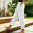 thumbnail image 2 of Women's Baggy Jeans Elastic High Waist Loose Tapered Denim Pants Side Button Detail Y2K Trousers with Pockets Vintage Casual Streetwear White, 2 of 6
