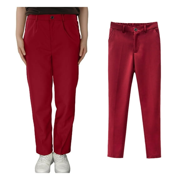 Uniform Pants for Boys Straight Pants with Pockets Pull On Chino Pants Elastic Waist Pants Red Uniform Pants for Boys Back To School Clothes for Boys Kids Boys Pants 7-8 Years