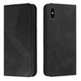 thumbnail image 1 of Funda tipo cartera de cuero magnético texturizado con patrón en S para iPhone X/XS: alta resistencia magnética, ranuras para tarjetas, antiarañazos y protección duradera., 1 of 5