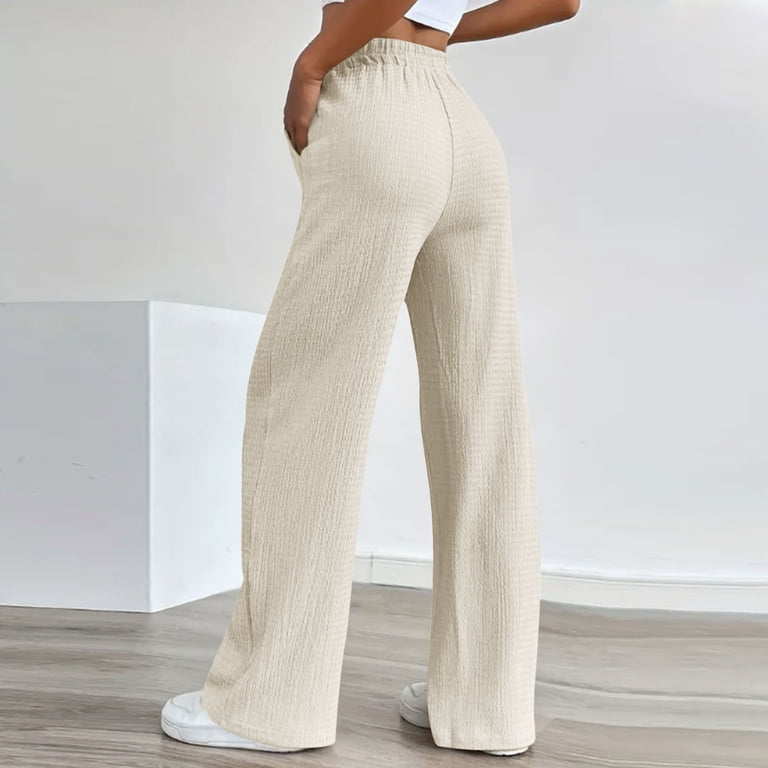 JGGSPWM Womens Loose Bandage High Waist Solid Color Elastic Waist