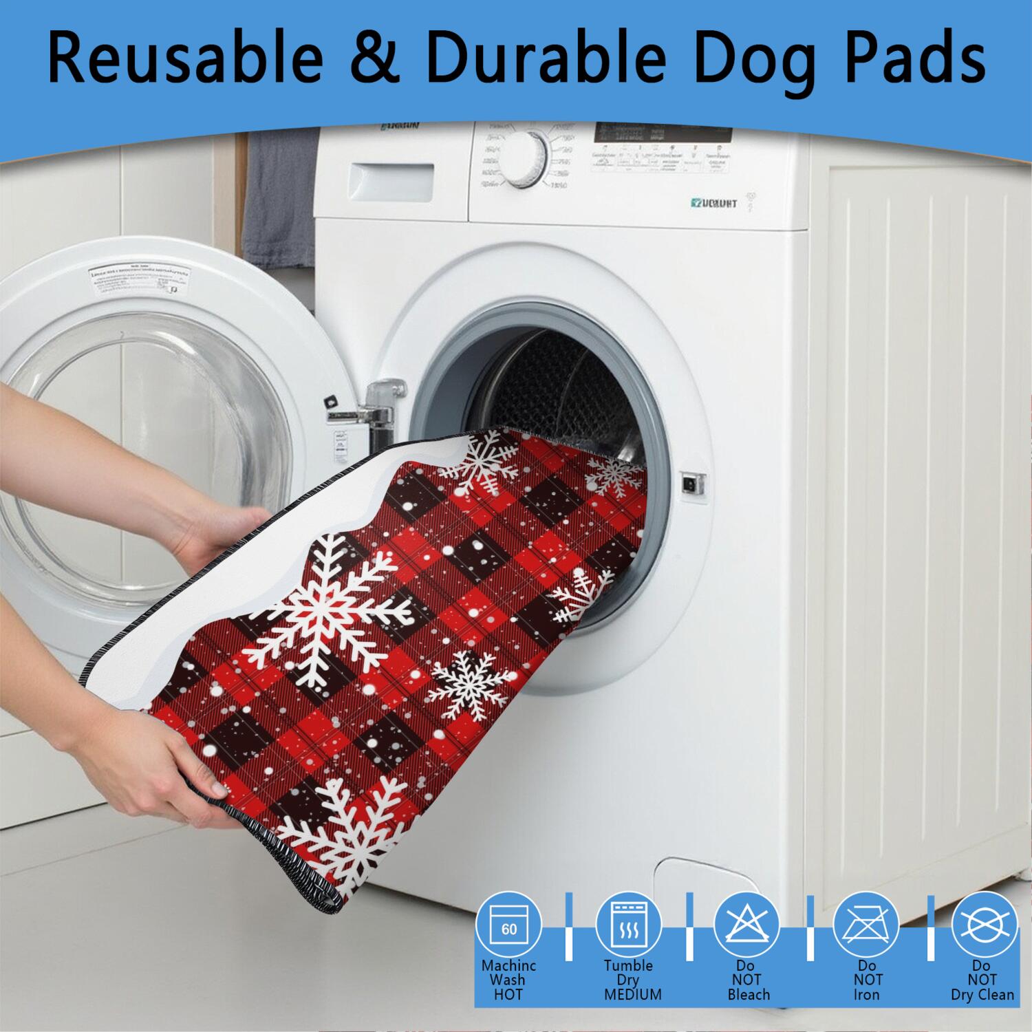Christmas Holiday Reusable Puppy Pads 48" x 48", 2-Pack Washable Dog Potty Training Mats for Your Big Home During the Holiday Season