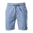 thumbnail image 2 of Men's Summer Solid Color Casual Fashion Cotton And Linen Shorts Basic Business Beach Pants, 2 of 4