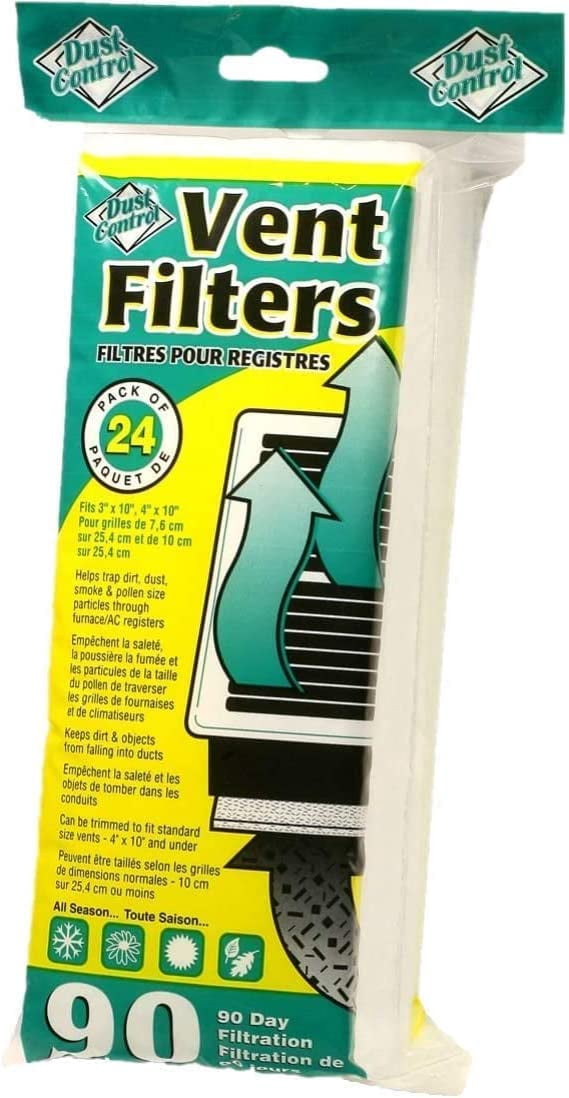 Dust Control Vent Filters - Pack of 24 Air Vent Filters (4" x 10")