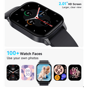 TOOBUR Smart Watch, Answer/Make Calls, 2.01HD Touchscreen IP68 Waterproof, Fitness Smartwatch for Women Men Compatible Android iPhone, Black