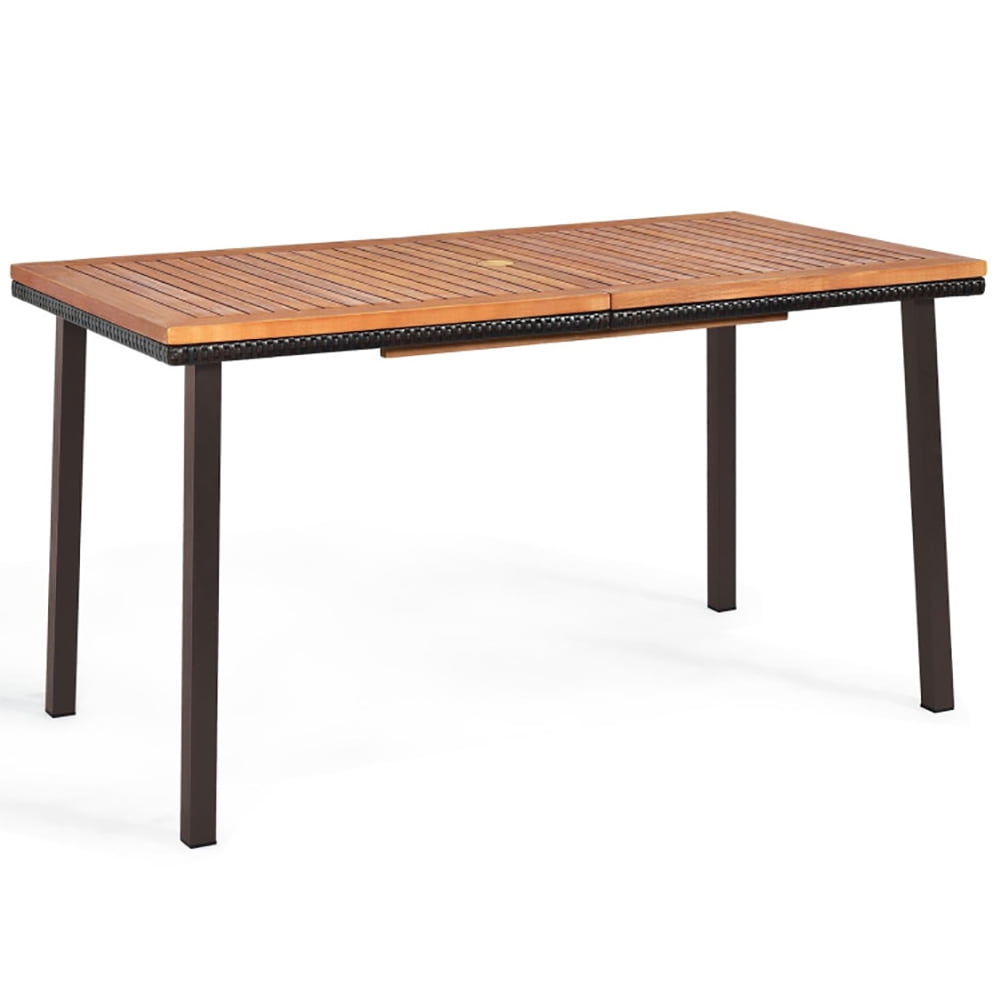 Aimee Lii 55 Inch Patio Acacia Dining Table with Umbrella Hole, Outdoor Patio Furniture Aimee Lii 55 Inch Patio Acacia Dining Table with Umbrella Hole, Outdoor Patio Furniture