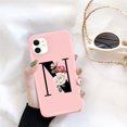 thumbnail image 1 of Funda de teléfono de silicona con letra inicial de Ottwn para iPhone 11 Pro 12 Pro Max X XR XS Max 7 8 Plus, funda trasera de TPU suave con flor rosa Retro Tan Jianjun unisex, 1 of 2