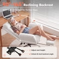 thumbnail image 3 of Genpo Cross Legged Office Chair, Criss Cross Desk Chair with Wheels, White Teddy Fleece Big and Tall Reclining Office Chair 500lbs with Foot Rest, Reversible Armrests & Wide Seat, 3 of 6