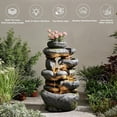 thumbnail image 6 of 5-Tier Cascading Rock Water Fountain Outdoor, 29.5''Tall Outside Fountains and Waterfalls with Lights for Garden, Patio, Yard, Deck Home Decor with Natural Stone Look, 6 of 9