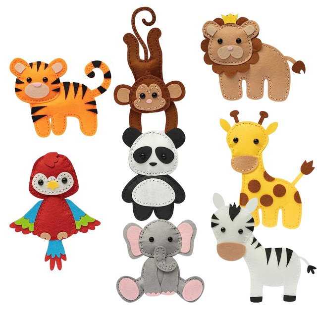 Zoo fieltro Animal chico artesanía de costura juguetes educativos niños regalos de cumpleaños Animal fieltro animales de la selva artesanía de costura estilo A BLESIY Sintió