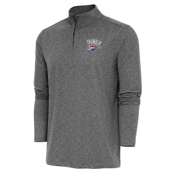 Men's Antigua Heather Black Oklahoma City Thunder Hunk Quarter-Zip Pullover Top