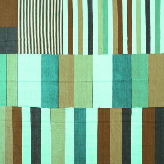 Ahgly Company Machine Washable Indoor Square Patchwork Turquoise Blue Transitional Area Rugs, 3' Square