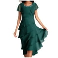 thumbnail image 2 of Tshirt Dress Women Summer Chiffon Patchwork Crewneck Short Sleeve Casual Mini Dresses T Shirt Dresses for Women, 2 of 5
