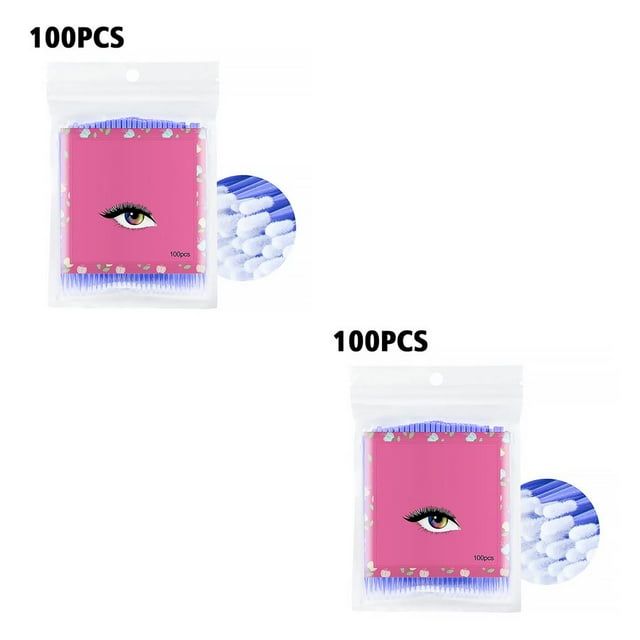 maskred Eyelashes Extension Micro Applicator Brush Double -Headed Swab Cotton Microbrush blue 2Set