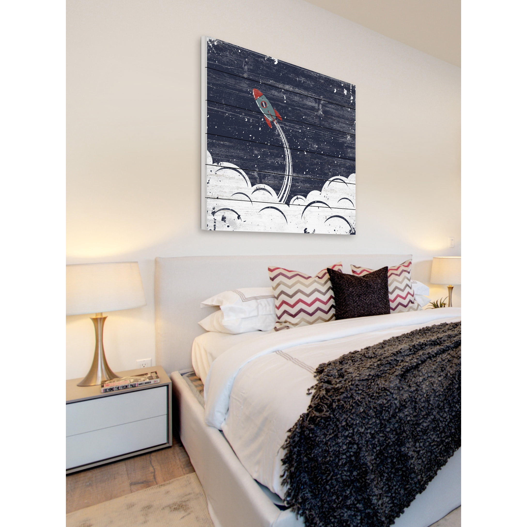 Marmont Hill - "Bursting Through Clouds" Painting Print on White Wood