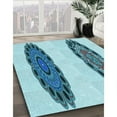 thumbnail image 3 of Ahgly Company Machine Washable Indoor Square Transitional Glacial Blue Ice Blue Area Rugs, 6' Square, 3 of 7