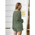 thumbnail image 3 of Ekouaer Pajama Set for Women Waffle Knit Lounge Sets Long Sleeve Top and Shorts Sleepwear Matching Loungewear, 3 of 6