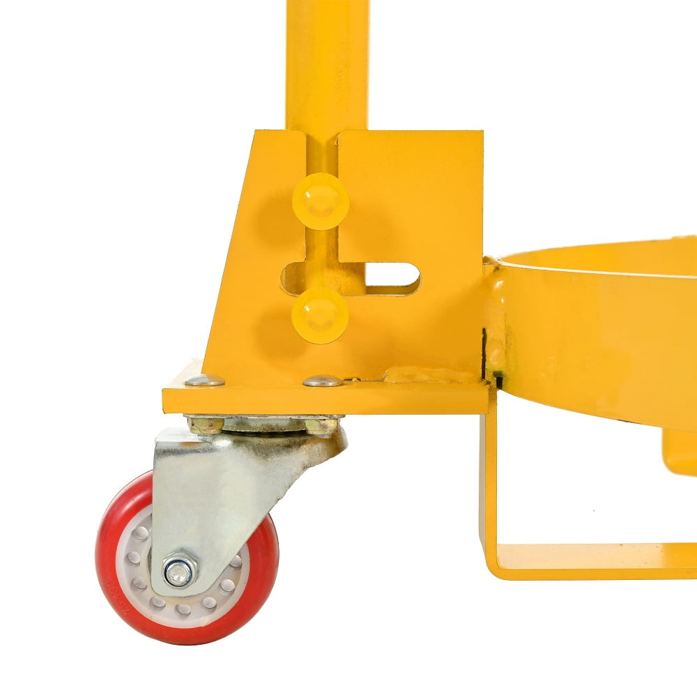 YDSM 55 Gallon Drum Dolly, 1200lbs capacity, with 2 fixed PU Wheels and 1 swivel wheel - Low Profile Steel Oil Drum Caddy Oil Barrel Drum Roller Hand Cart