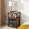 thumbnail image 2 of VECELO Set of 2 Nightstand with Charging Station & 2 Flip Drawers, Sofa Side End Table for Bedroom, Living Room, 2 USB Ports & 2 Power Outlet, Brown, 2 of 8