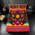thumbnail image 5 of meiyoeat Colorful Fiesta King Sheets,Men Women,Folk Print Bedding For Men Women,4-Piece,1 Flat Sheet,1 Fitted Sheet and 2 Pillowcases, 5 of 6