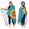 thumbnail image 2 of Wearable Blanket,Colorful Tie Dye Mandala Pattern Hooded Wearable Flannel Blanket for Adults & Teens with Buckle,Winter Poncho Shawl Wrap Cape,60"x80", 2 of 5