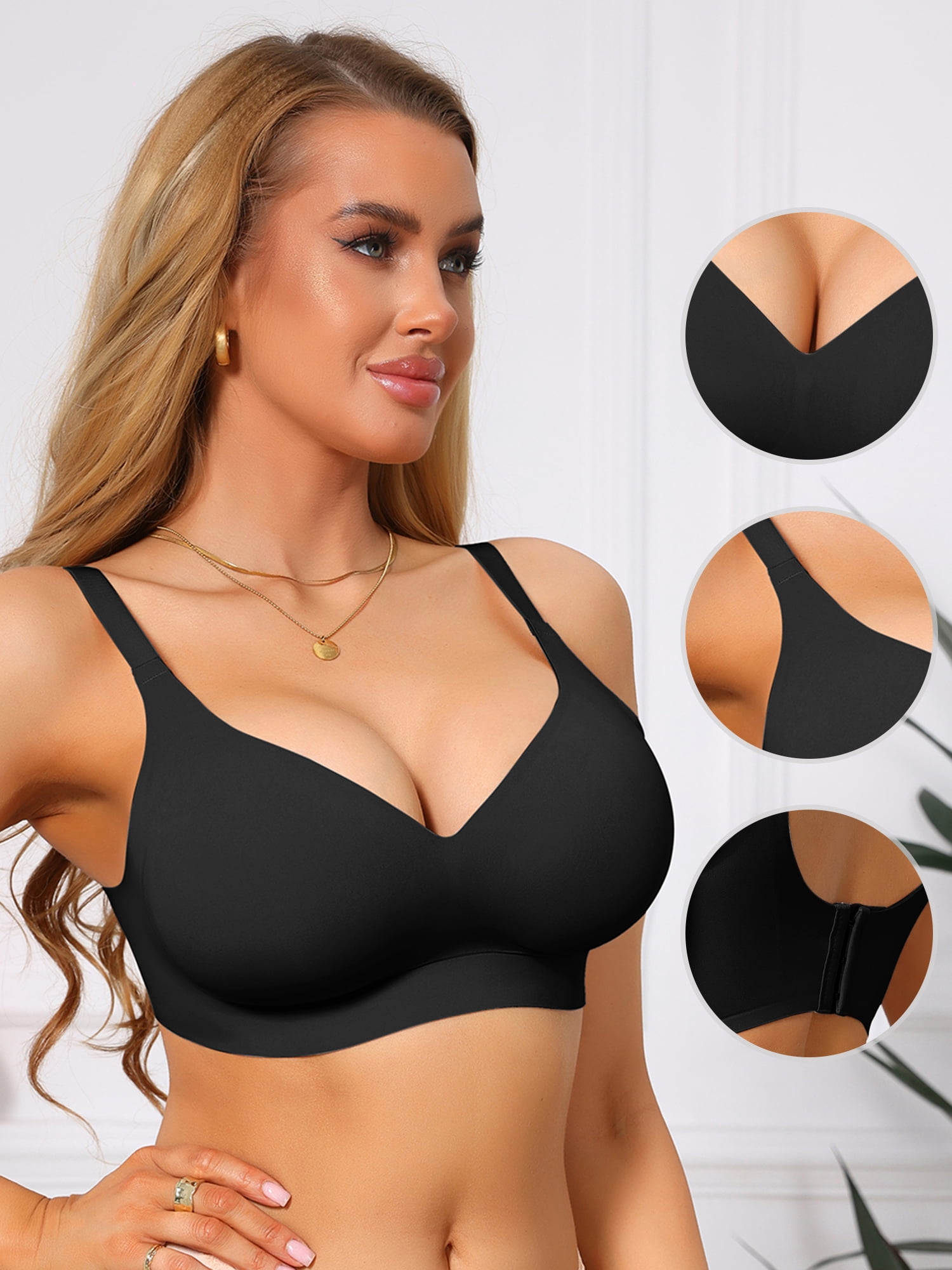DARING DIVA Women's Seamless Bras Soft Bralette Push Up Comfort Tshirt Bra M Black