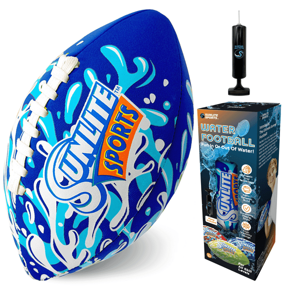 Sunlite Sports Waterproof Football for Lawn Backyard Pool Beach Lake Park Water Toy, Outdoor Play, for Kids Children Teens Adults, Family Fun, Blue