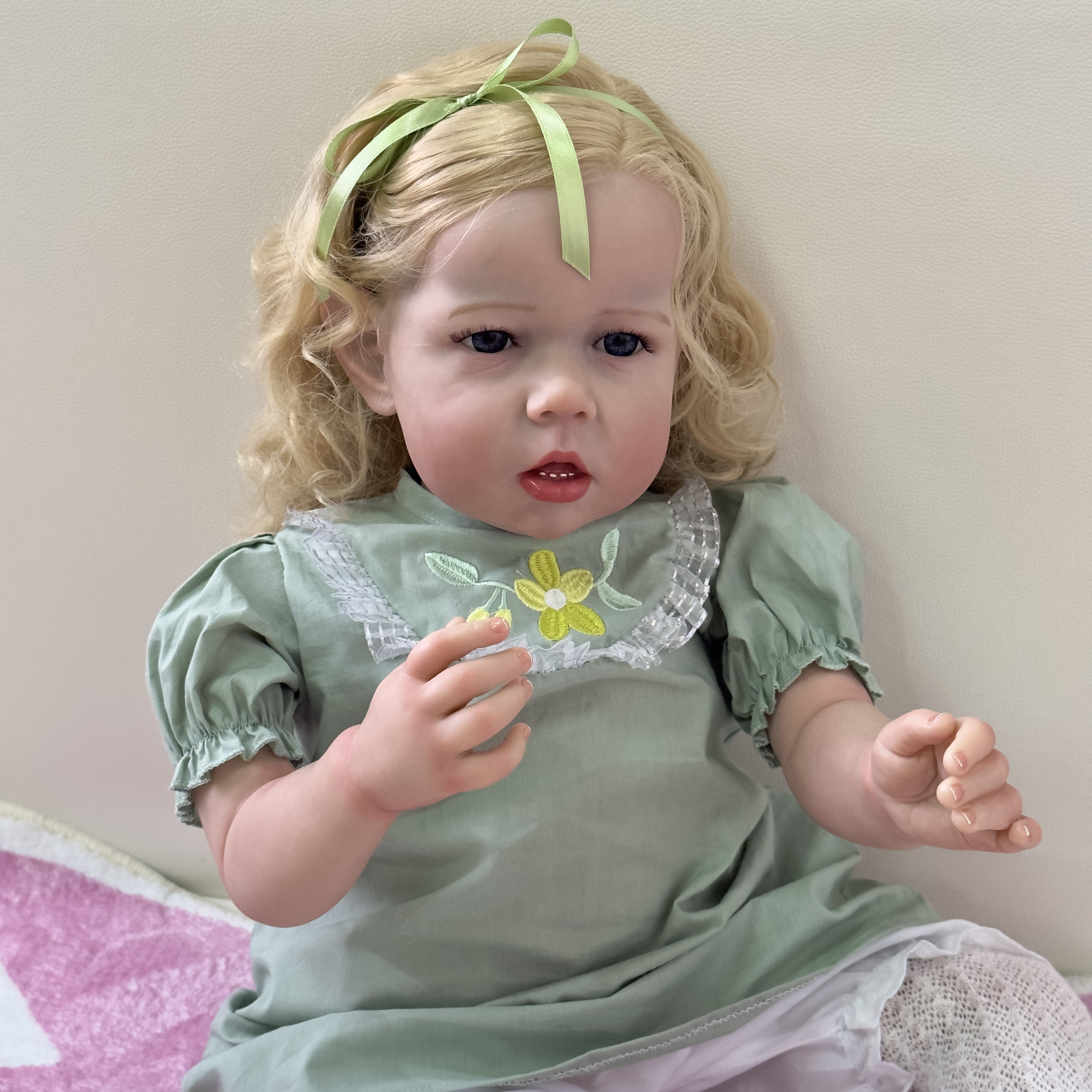 iCradle Lifelike Cuddly Reborn Baby Dolls Girl 28 inches 68 cm Realistic Toddler Baby Dolls Real Life Cloth Body Rooted Hair Blue Eyes Xmas Birthday Gift for Children