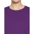thumbnail image 5 of eloria Women's T-Shirt Round Neck Solid Color Plain Half Sleeve T-Shirt Color: Violet | Size: M, 5 of 7