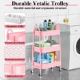 thumbnail image 2 of Organizador de 3 Niveles, Carrito de Almacenamiento Metálico con Ruedas de 360° y Freno, Estante Multiusos sin Tornillos para Cocina, Baño, Oficina (Rosa), 2 of 6