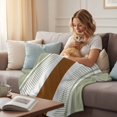 thumbnail image 4 of Sage Green Farmhouse Throw Blanket for Couch, Soft Lightweight Flannel Fleece Blanket, Green Brown Striped Microfiber Plush All Season Decorative Blankets Gifts for Sofa Bed 60"x80", 4 of 9
