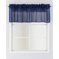 thumbnail image 3 of 2-Piece See-Through Faux Silk Valance – Semi-Sheer Rod Pocket Curtains (55"x18" Each) GHL18 Dark Blue, 3 of 5