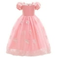 thumbnail image 4 of IBTOM CASTLE Little Girls Princess Halloween Cosplay Outfits for Kids Party Fancy Dress up Long Evening Gown 6-7 Years Peach Pink, 4 of 6
