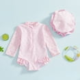 thumbnail image 2 of Curenmufel Baby Girl Swimsuit Rashguard Baby Toddler Girls Swimsuit One Piece Long Sleeve Rash Guard Bathing Suit UPF 50+ Sun Protection 2T 3T (Pink,2-3 Years), 2 of 6