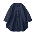 thumbnail image 5 of SOOMLON Button up Shirts for Women Plus Size Crew Neck 3/4 Sleeve Cardigan Loose Solid Tunic Top Casual Work Blouse, 5 of 6