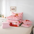 thumbnail image 6 of meiyoeat Strawberry Floral Monogram A 7-Piece Twin Bedding,3D Cartoon Cute Fruit Bedding Comforter Set For Girl,Pink Reversible, 6 of 7