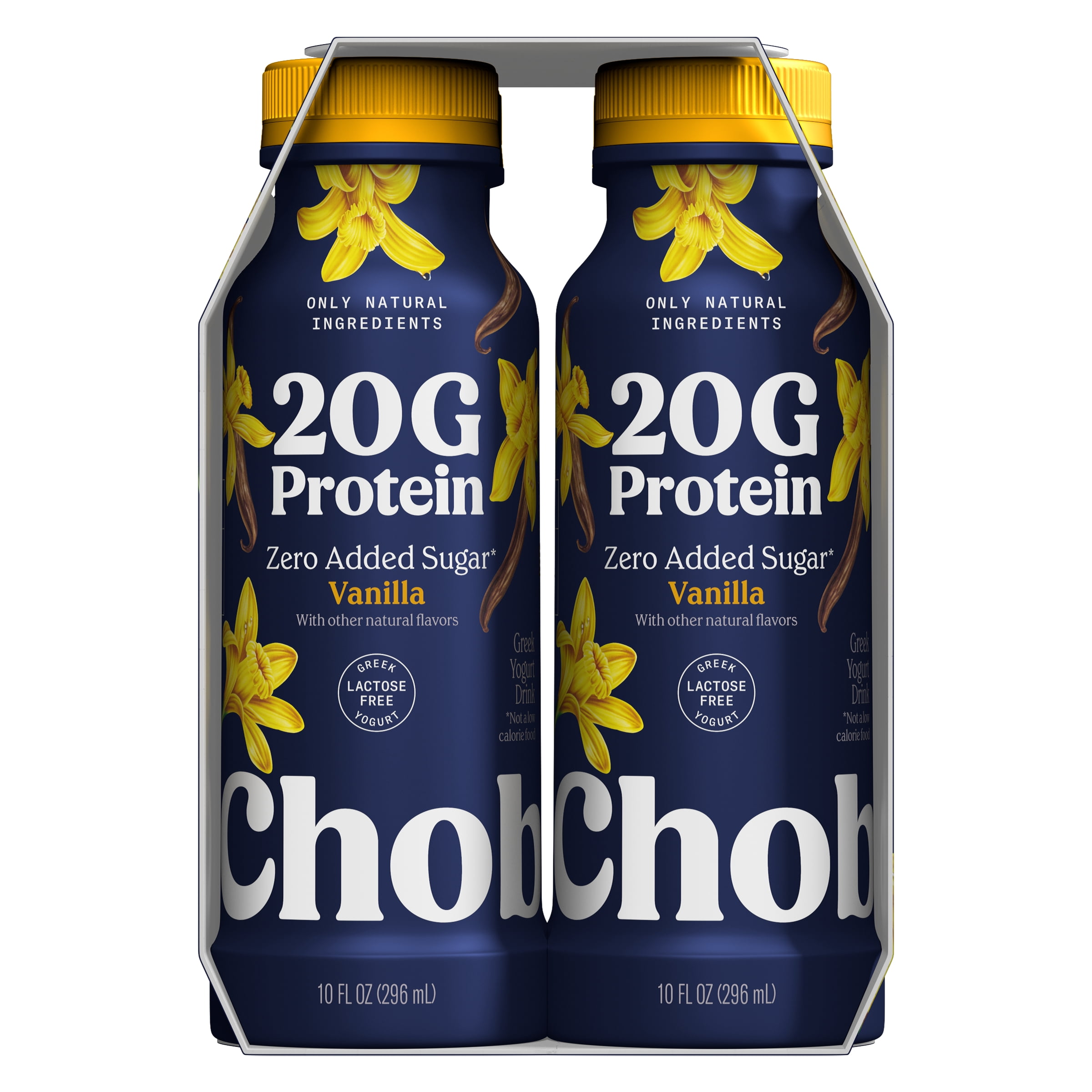 Chobani 20G Protein Low-Fat Greek Yogurt Drink, Vanilla, 10 fl oz Bottle, 4 Pack