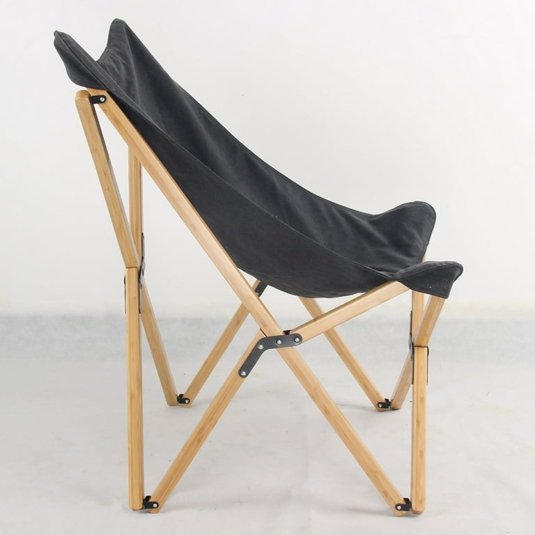 Amerihome Canvas and Bamboo Butterfly Chair Black