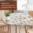 thumbnail image 5 of Round Tablecloth Farmhouse Floral Elastic Edge Fitted Relax Unwind Sign Daisy Wood Plastic Table Cover,Waterproof Oil Proof for Dinner,Outdoor, Picnic, 45"- 54" DIA Tables Ivory White, 5 of 8