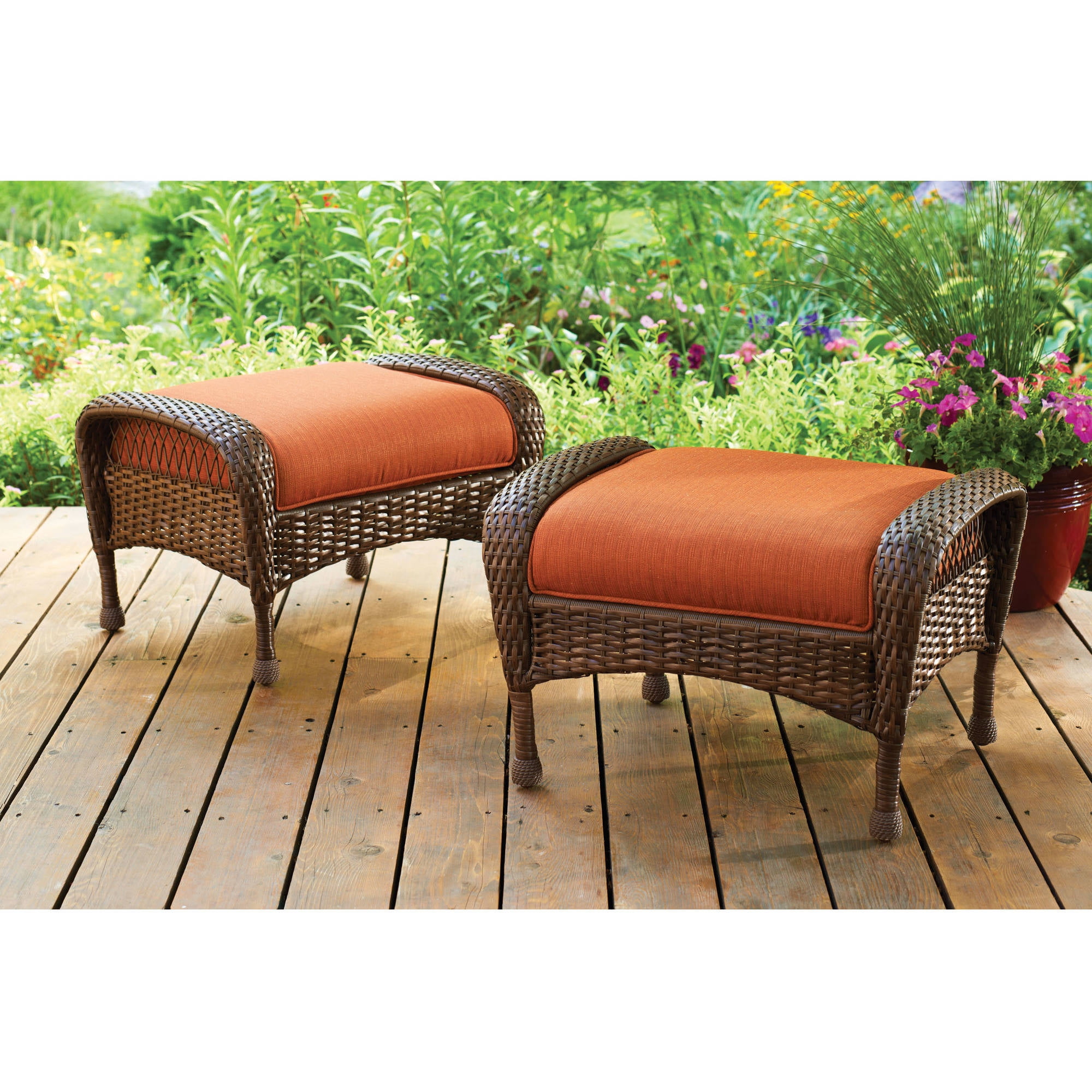 Better Homes And Gardens Azalea Ridge Outdoor Ottomans Set Of 2