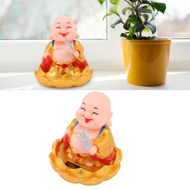 Estatua De Buda Solar, Adorno Para Coche, Decoración De Coche Monje, Accionamiento Automático, Luz Vívida, Inducción De Energía, Color Brillante Para Restaurante