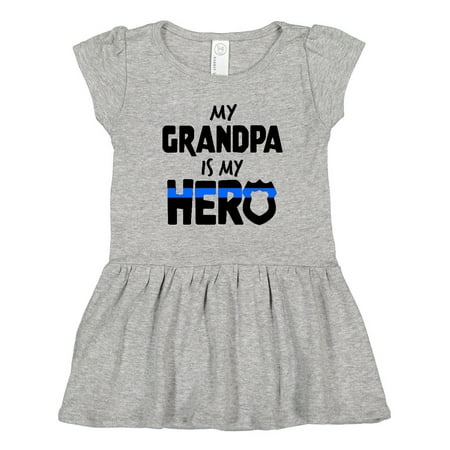 

Inktastic My Grandpa is My Hero Police Officer Family Gift Toddler Girl Dress